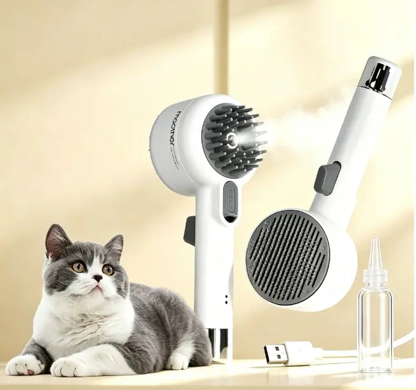 Fresh Fur Shower Brush,2 in 1 Pet Steam Brush,Spray Hair Removal Comb for Cats & Dogs - Deshedding& Grooming