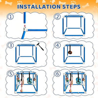 Indoor Puppy Play Gym - Agility Training and Enrichment Aid with Snuffle Mat, Eight Hanging Toys, Durable PVC Frame, and Stretchy Velcro Rope for Small Dogs