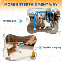 Indoor Puppy Play Gym - Agility Training and Enrichment Aid with Snuffle Mat, Eight Hanging Toys, Durable PVC Frame, and Stretchy Velcro Rope for Small Dogs