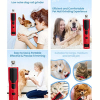Rechargeable USB Dog Nail Grinder - Plastic & Metal Build, LED Light Precision, 7-Speed Control, Quiet Low Vibration, Universal Use, Pain-Free Trim, Beginner-Friendly Electric Groomer W/ USB Cable