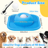 Slow Feeder Dog Bowls & Lick Mat for Liquid and Thick Treat, Anti-Slip Dog Lick Bowl with Interactive Rolling Ball, 5/6 Cup Pup Licking Toy for Large Medium Small Dogs and Cats Blue