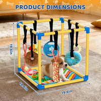 Indoor Puppy Play Gym - Agility Training and Enrichment Aid with Snuffle Mat, Eight Hanging Toys, Durable PVC Frame, and Stretchy Velcro Rope for Small Dogs