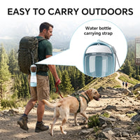 Portable 3-In-1 Dog Water Bottle, with 2 Rolls Waste Bags (30 Pcs Total), Food Container & Built-In Poop Bag Dispenser (29Cm X 7.5Cm/11.42In X 2.95In) - Leak-Proof Travel Dog Cup for Walking, Hiking, with 2 Rolls Waste Bags (30 Pcs Total)