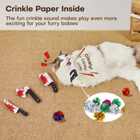 Potaroma 4Pcs Cat Toys, Halloween Horror Knife-Shaped Cat Crinkly Toys, 6.5 Inch Soft Kitten Sound Toys, Interactive Indoor Exercise Toys for All Cat Breeds