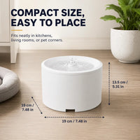 Fluffino 3L/101Oz Upgraded Water Capacity Cat Water Fountain with Quiet USB Pump Power Supply, Continuous Flow, Easy Maintenance, White Single Unit