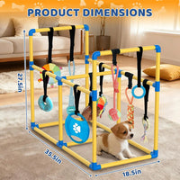 Indoor Puppy Play Gym - Agility Training and Enrichment Aid with Snuffle Mat, Eight Hanging Toys, Durable PVC Frame, and Stretchy Velcro Rope for Small Dogs
