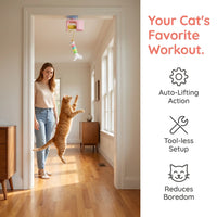 Interactive Retractable Bungee Cat Kitty Toy , Automatic Hanging Door Cat Toy, USB Rechargeable Auto Lifting Cat Teaser, Indoor Self-Play Exercise Toy for Boredom Relief Hanging Door Interactive Cat Teaser Electric Toy Pet Training Gift Breed