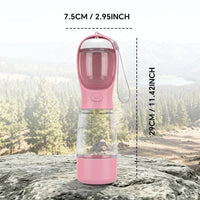 Portable 3-In-1 Dog Water Bottle, with 2 Rolls Waste Bags (30 Pcs Total), Food Container & Built-In Poop Bag Dispenser (29Cm X 7.5Cm/11.42In X 2.95In) - Leak-Proof Travel Dog Cup for Walking, Hiking, with 2 Rolls Waste Bags (30 Pcs Total)