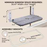 Sturdy Metal Frame Cat Hammock for Window, Folding, Cordless, Machine Washable Cat Bed, Strong Suction Cups, Cat Window Perch for Indoor Cats