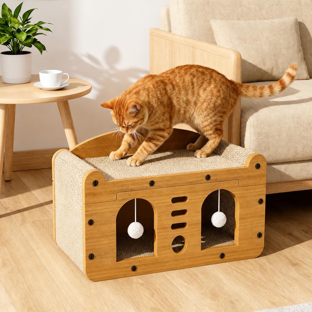 Árbol rascador de madera para gatos
